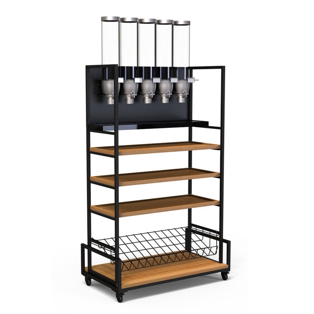 Rosseto Modulite Kit A - EZ Serv 5 Dispenser with Catch Tray 3 Bamboo Shelves and Wire Shelf,, 36 x 20 x 73 inch