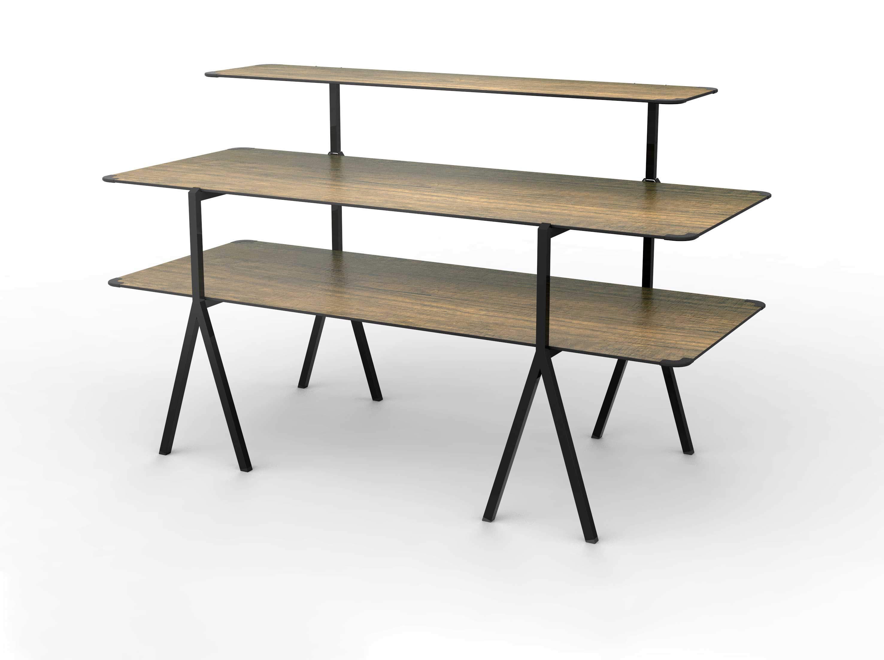 Rosseto Modulite Table 3 Level Kit with Black Legs, 71 x 30 x 43.2 inch