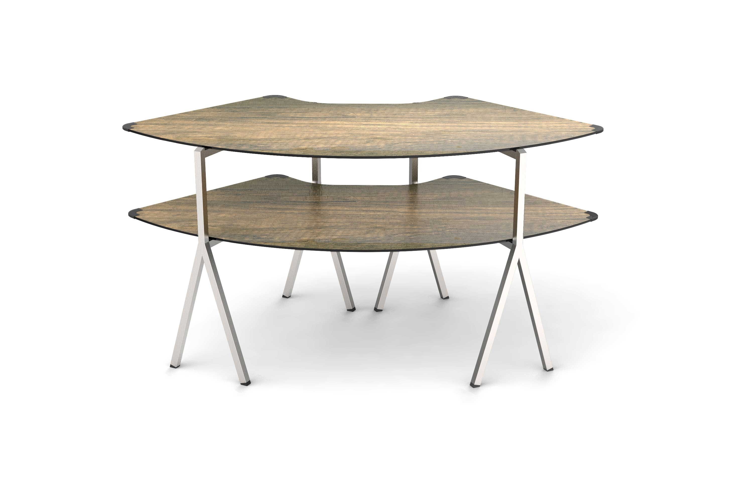 Rosseto Modulite 2 level Kit with Walnut 2 Quarter Round Table Top and Stainless Steel Legs, 64.5 Ã— 33.5 Ã— 31.8 inch