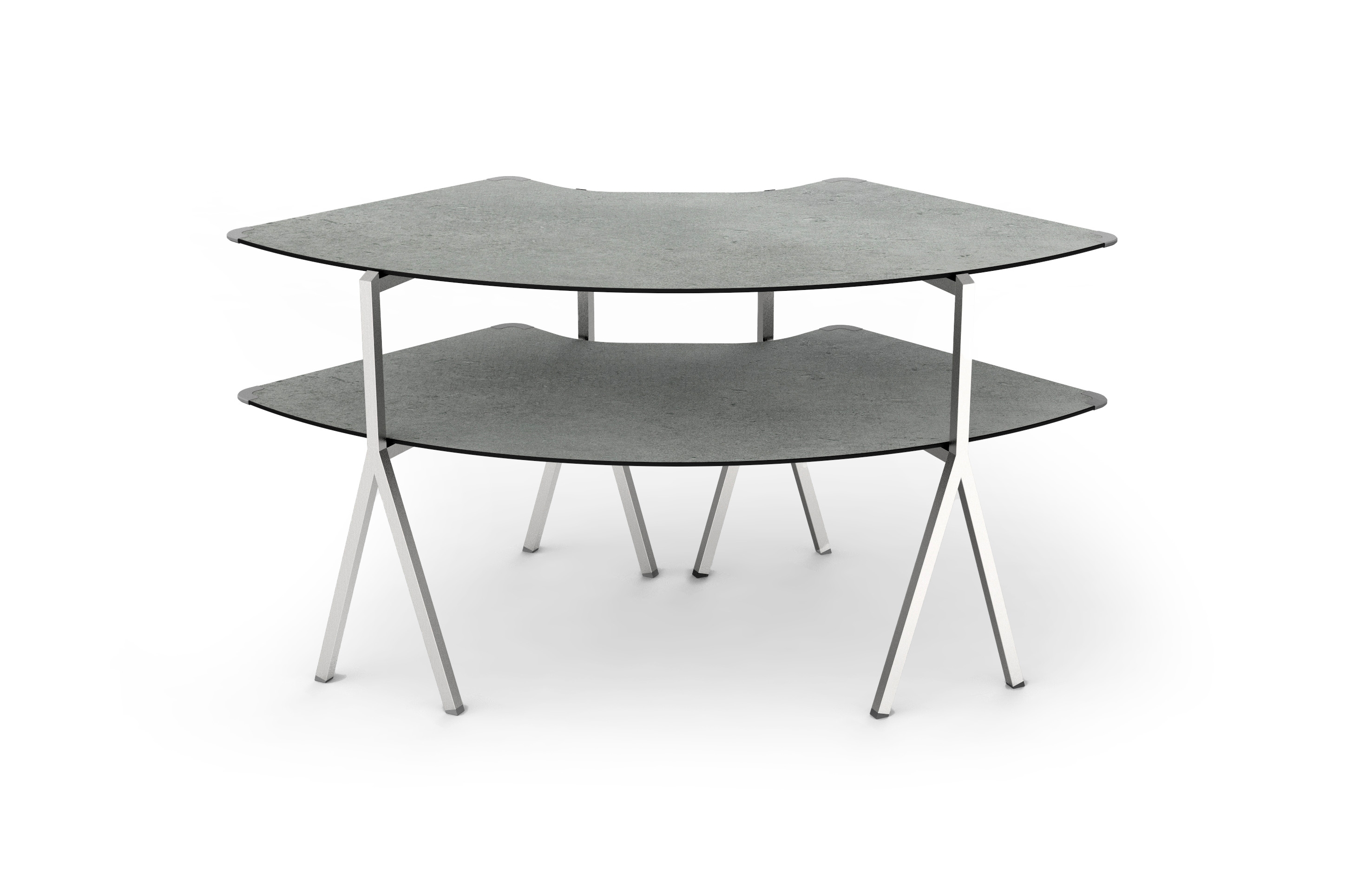 Rosseto Modulite 2 level Kit with Concrete Gray 2 Quarter Round Table Top and Stainless Steel Legs, 64.5 Ã— 33.5 Ã— 31.8 inch