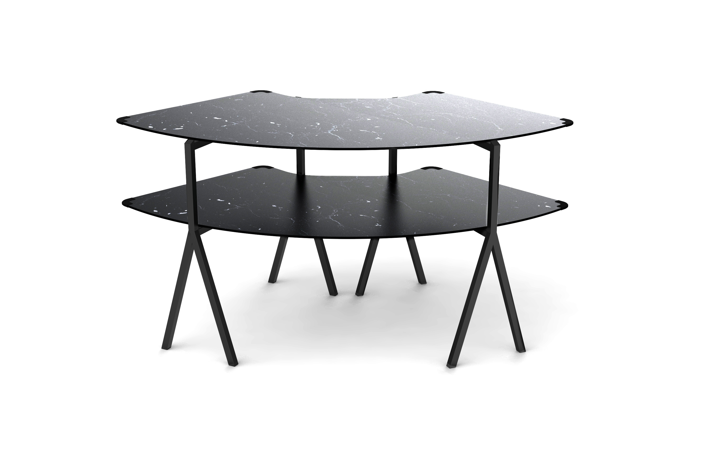 Rosseto Modulite 2 level Kit with Black Marble 2 Quarter Round Table Top and Black Legs, 64.5 Ã— 33.5 Ã— 31.8 inch