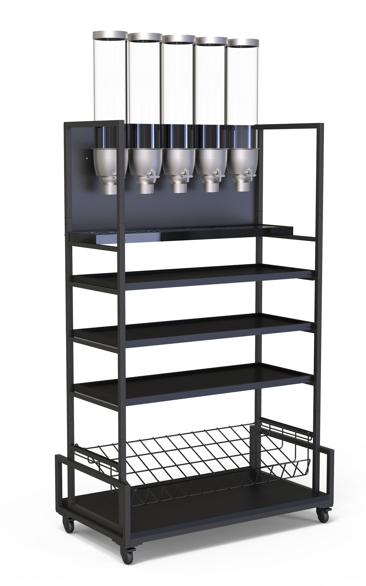Rosseto Modulite Black Base Cart, 36 x 20 x 73 inch