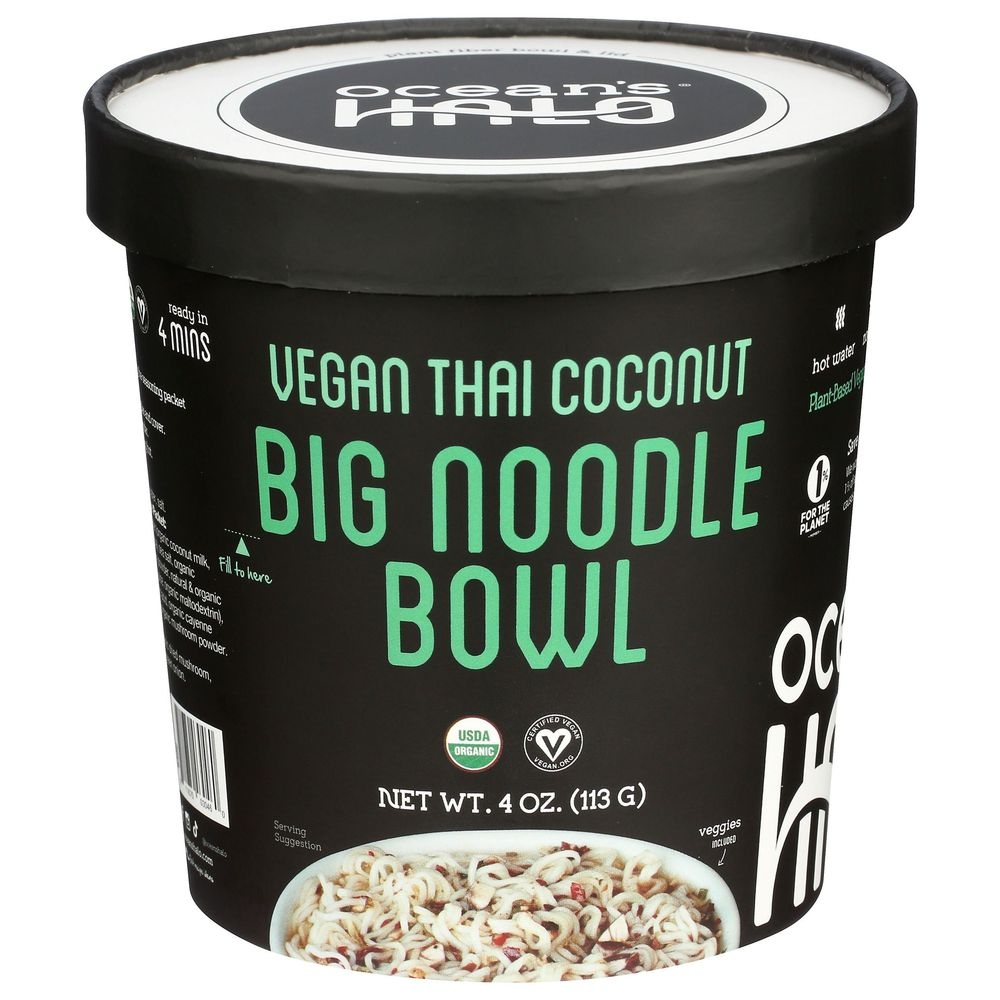 Oceans Halo Vegan Thai Coconut Noodle Big Noodle Bowl, 4.02 Ounce -- 6 per case