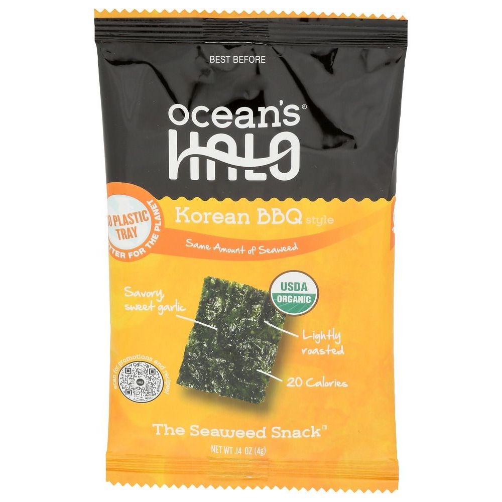 Oceans Halo Korean Bbq Seaweed Snacks, 0.14 Ounce -- 20 per case