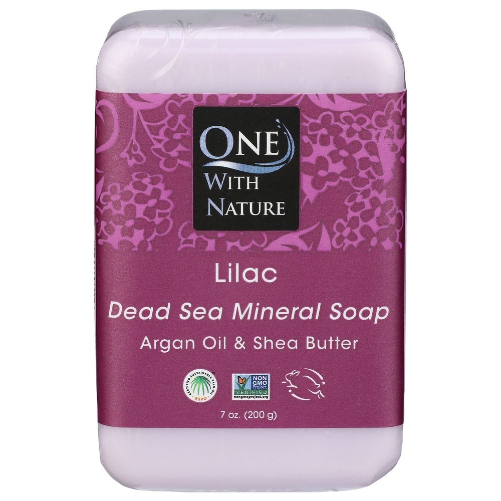 One With Nature Lilac Dead Sea Mineral Soap Bar, 7 Ounce
