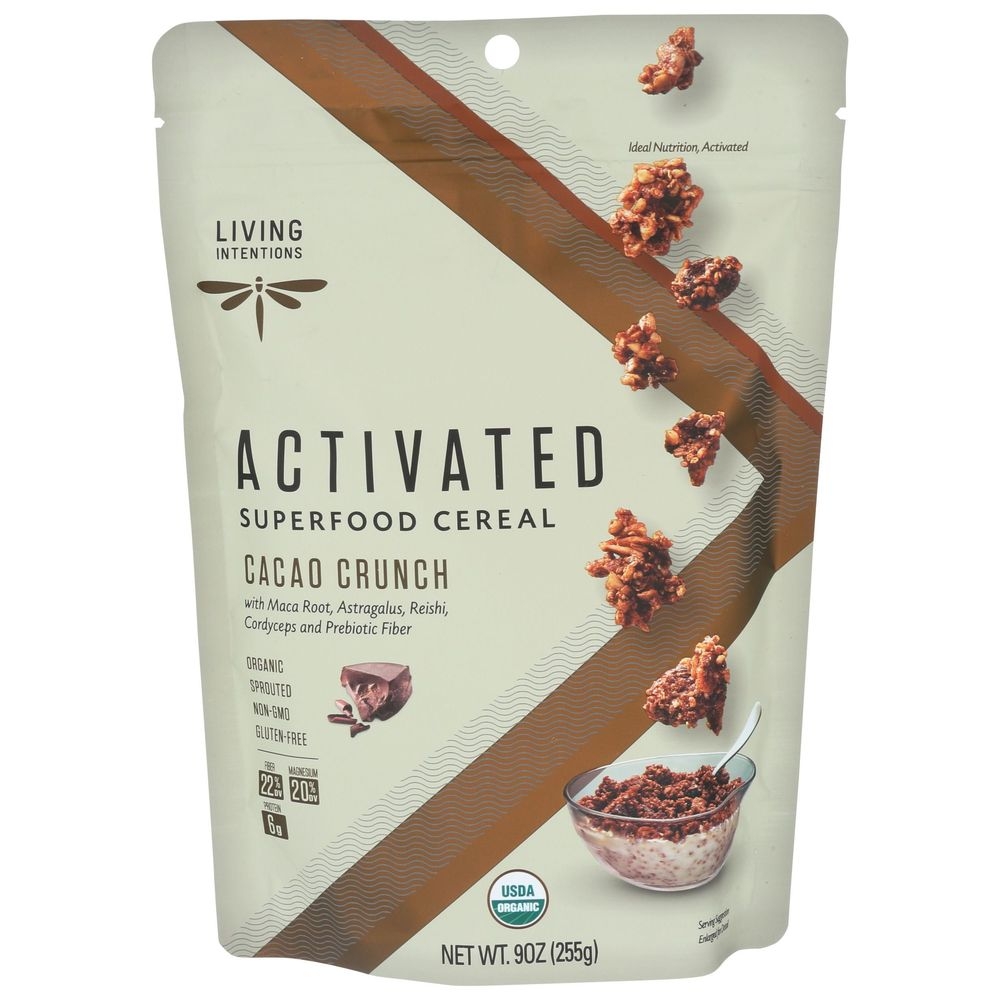 Living Intentions Organic Cacao Crunch Activated Superfood Cereal, 9 Ounce -- 6 per case