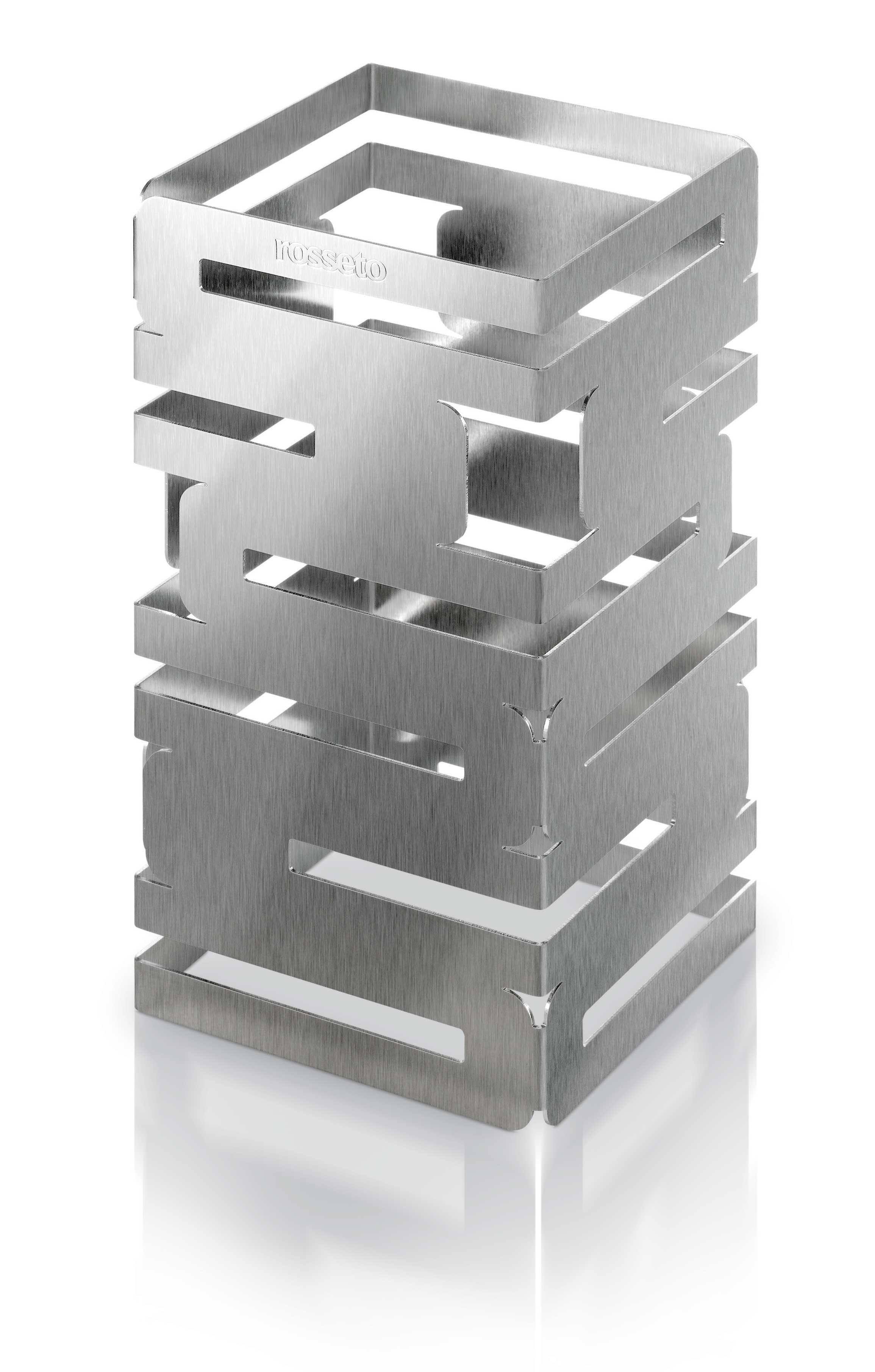 Rosseto Skycap 12 inch Stainless Steel Brushed Finish Square Multi Level Riser, 6 x 6 x 12 inch