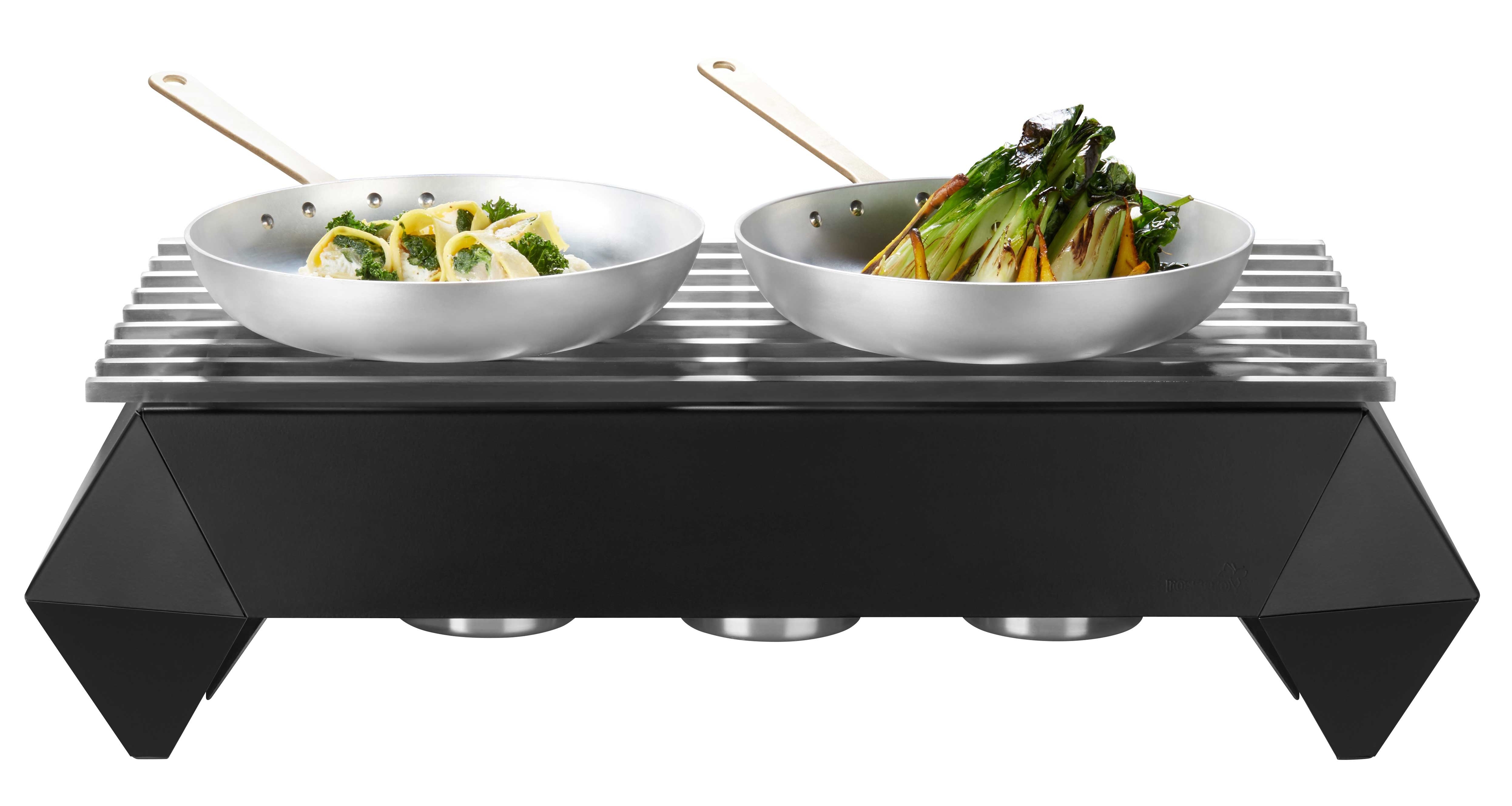 Rosseto Diamond Multi-Chef Black Matte Warmer Kit with Grill 3 Fuel Holders and Reversible Burner Stand, 26.63 x 16 x 7.38 inch