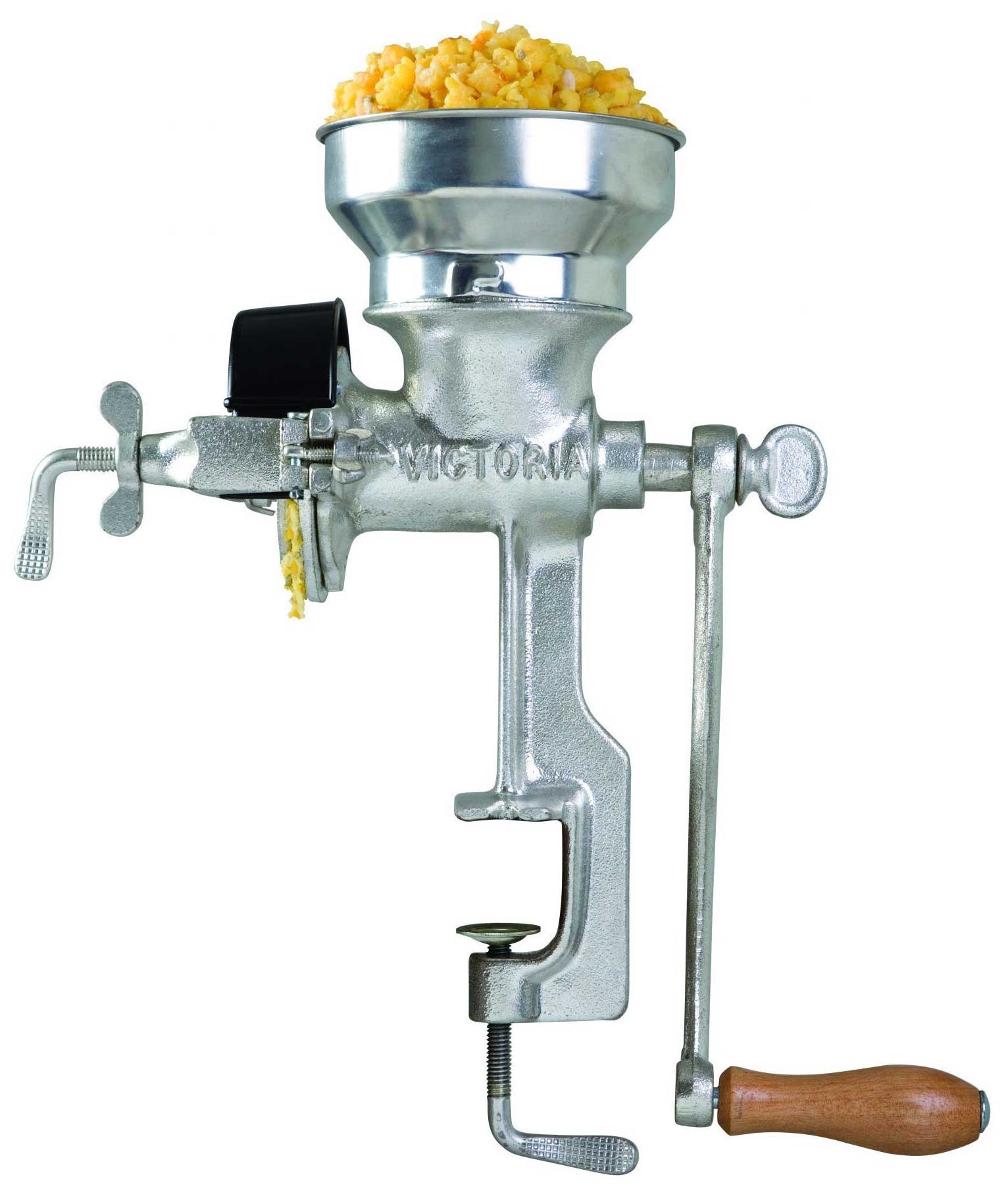 Victoria Tinned Cast Iron Grain Grinder with Low Hopper -- 3 per case