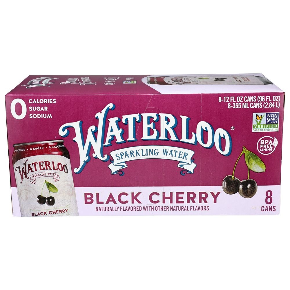 Waterloo Black Cherry Sparkling Water, 12 Fluid Ounce -- 24 per case