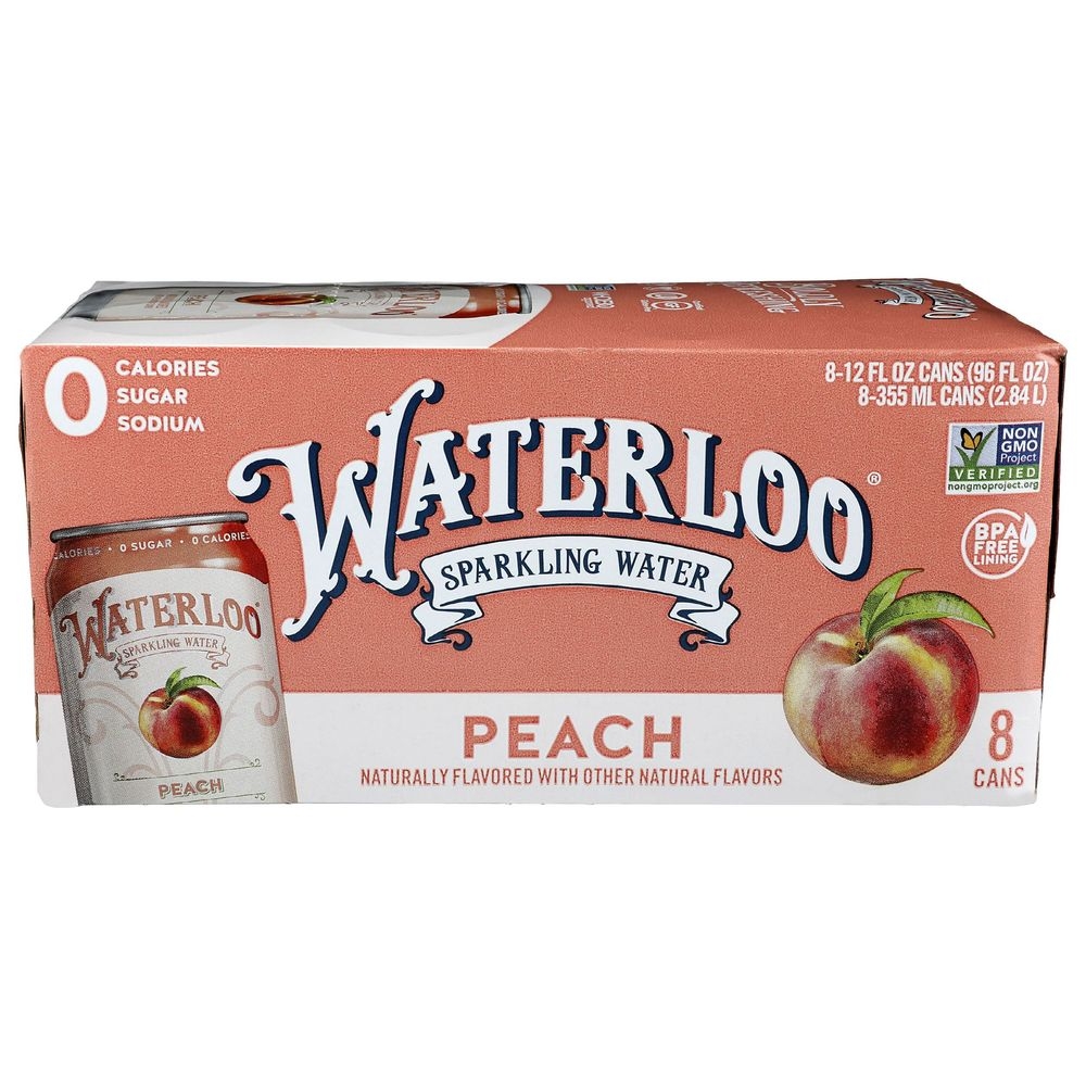 Waterloo Peach Sparkling Water, 12 Fluid Ounce -- 24 per case