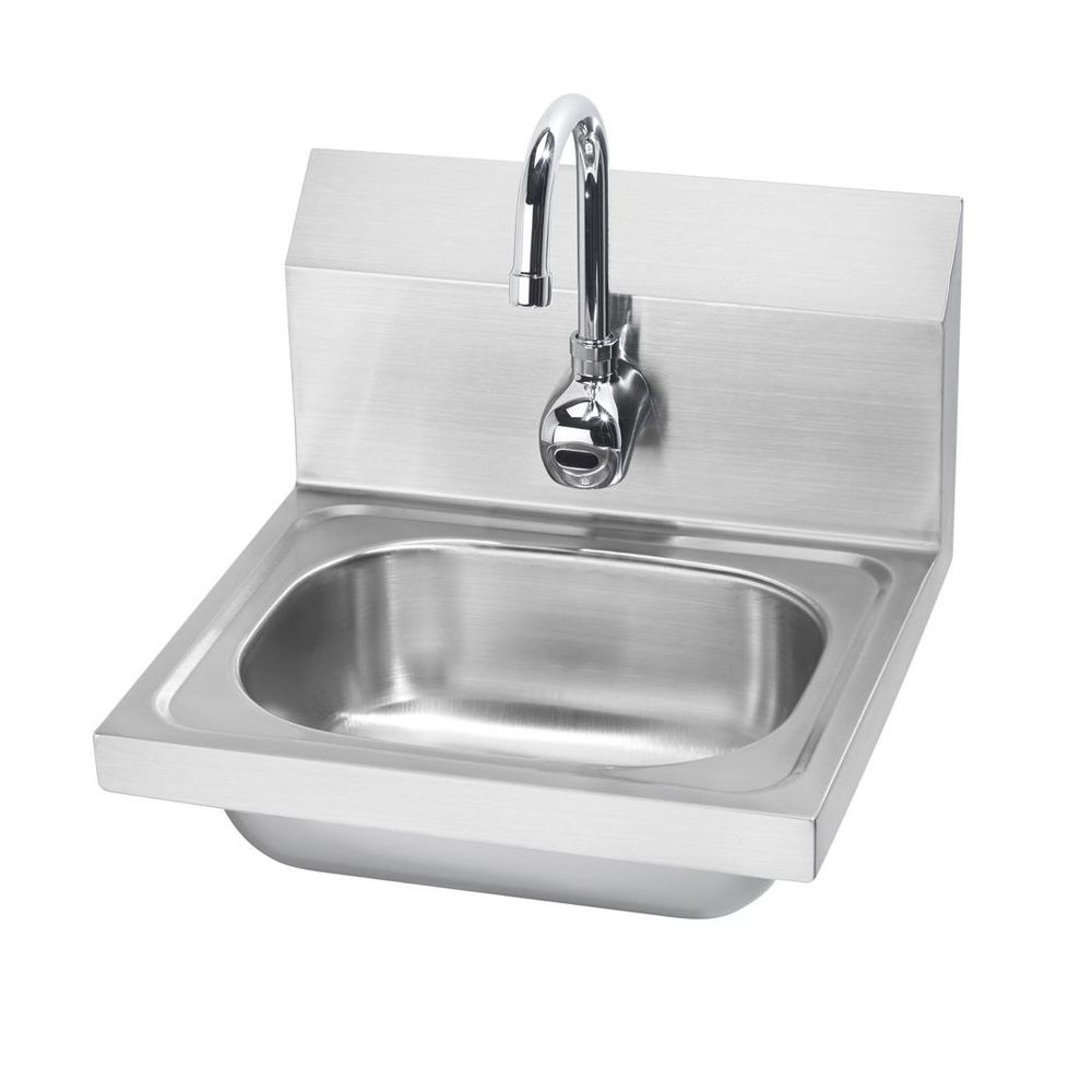 Krowne Hand Sink with Single Hole Gooseneck Spout Electronic Sensor Faucet, 16 inch Width