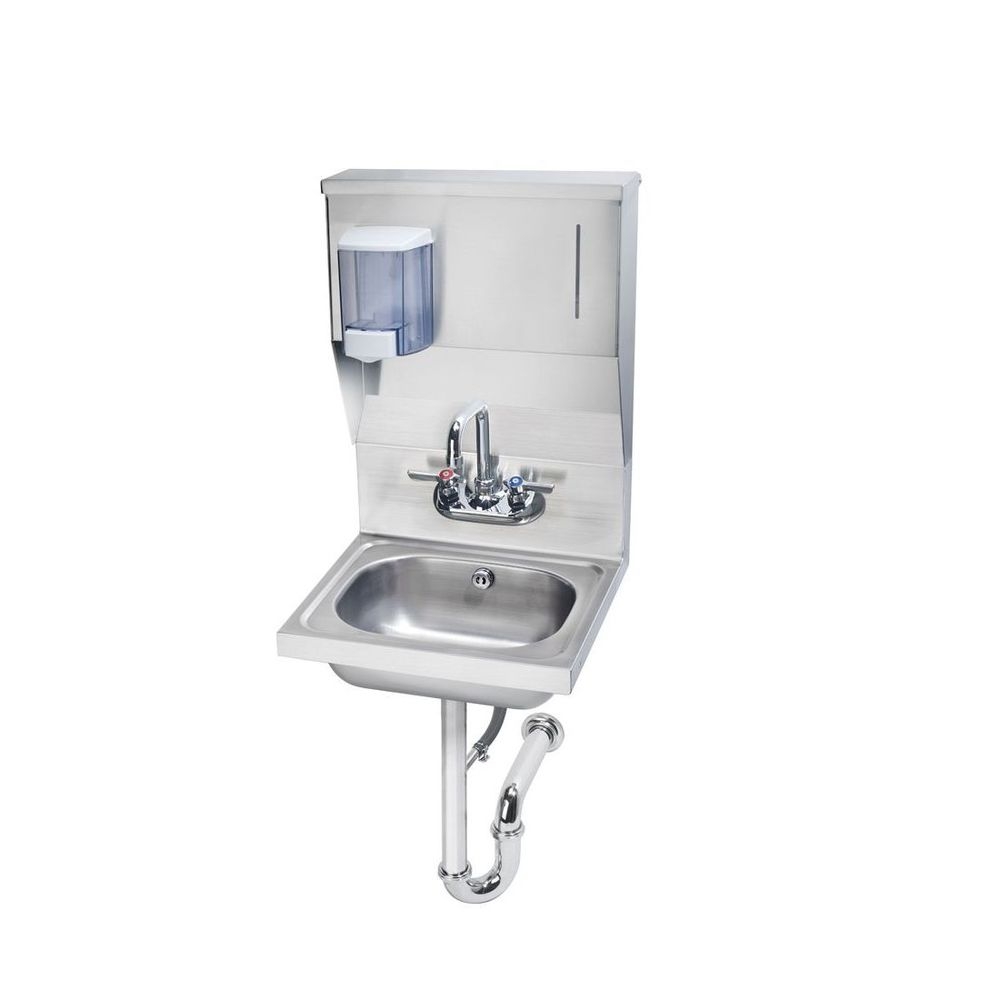Krowne Overflow and P Trap Hand Sink with Soap and Towel Dispenser, 16 x 15 x 24 inch