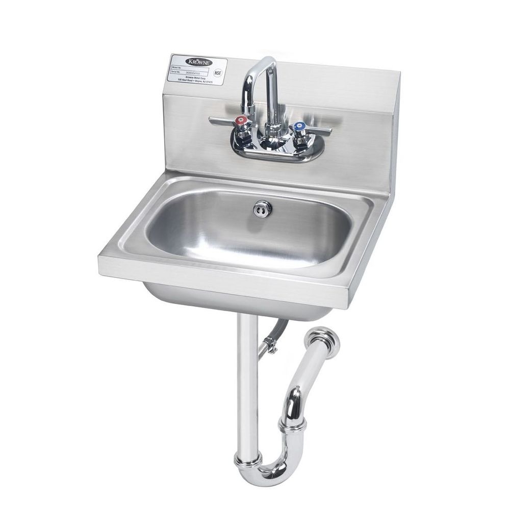 Krowne Hand Sink with Overflow Drain and P Trap, 17 1/4 x 15 1/4 x 13 inch
