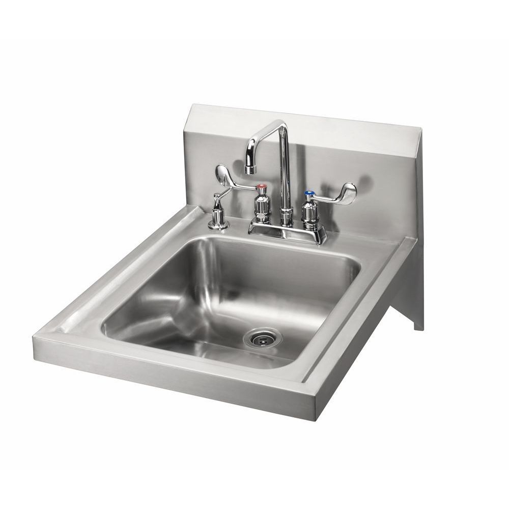 Krowne ADA Compliant Hand Sink with 4 inch Center Deck Mount Wrist Blade Faucet, 20 x 24 x 16 inch