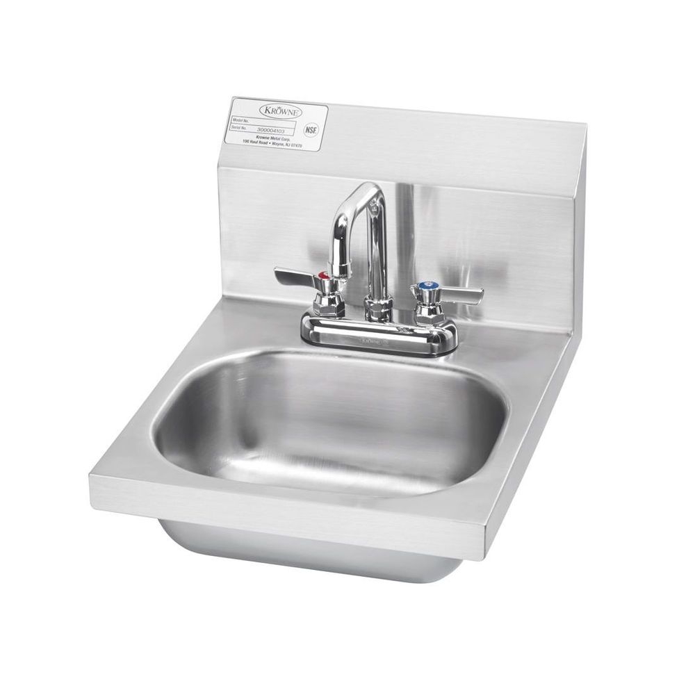 Krowne Hand Sink with Deck Mount Faucet, 14 1/16 x 16 .5 x 13 .5 inch