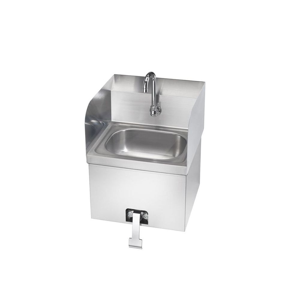 Krowne Hand Sink with Knee Pedal Valve and Side Splashes, 17 1/4 x 15 1/4 x 13 inch