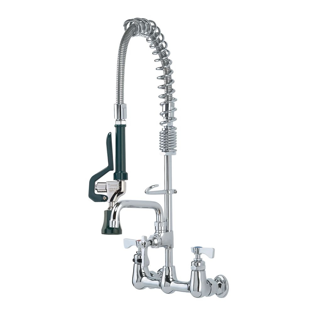 Krowne Royal Series 8 inch Center Wall Mount Space Saver Pre-Rinse with Wall Bracket and 8 inch Swing Spout Add-On Faucet
