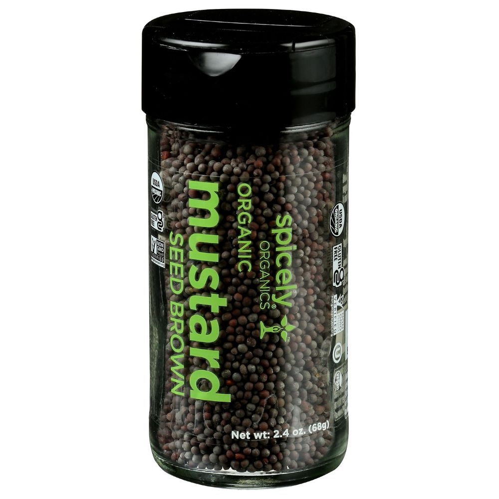 Spicely Organics Brown Mustard Seeds, 2.4 Ounce Jar -- 3 per case