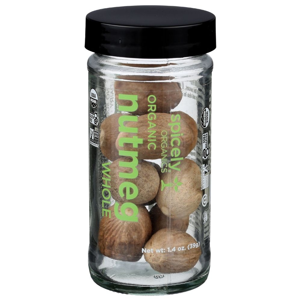 Spicely Organics Whole Nutmeg, 1.4 Ounce Jar -- 3 per case