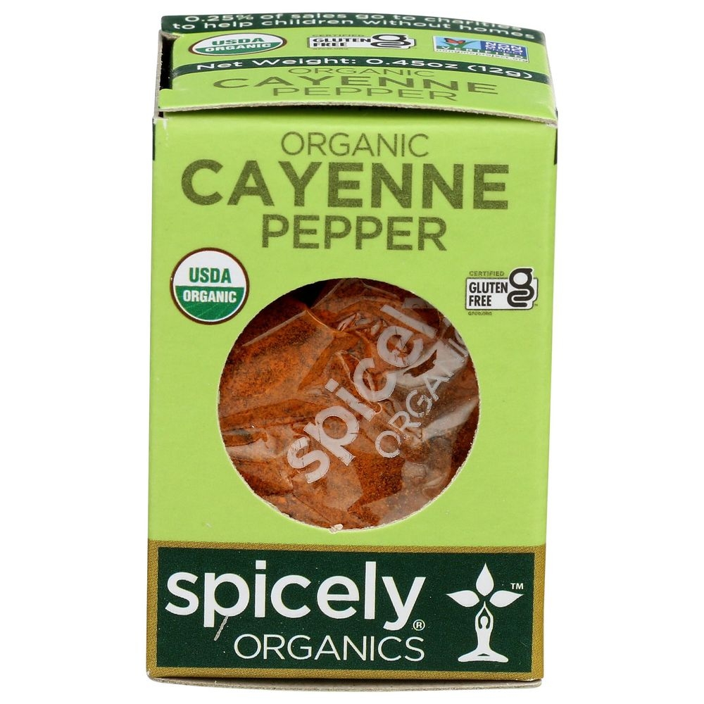 Spicely Organics Cayenne Pepper, 0.45 Ounce Box -- 6 per case
