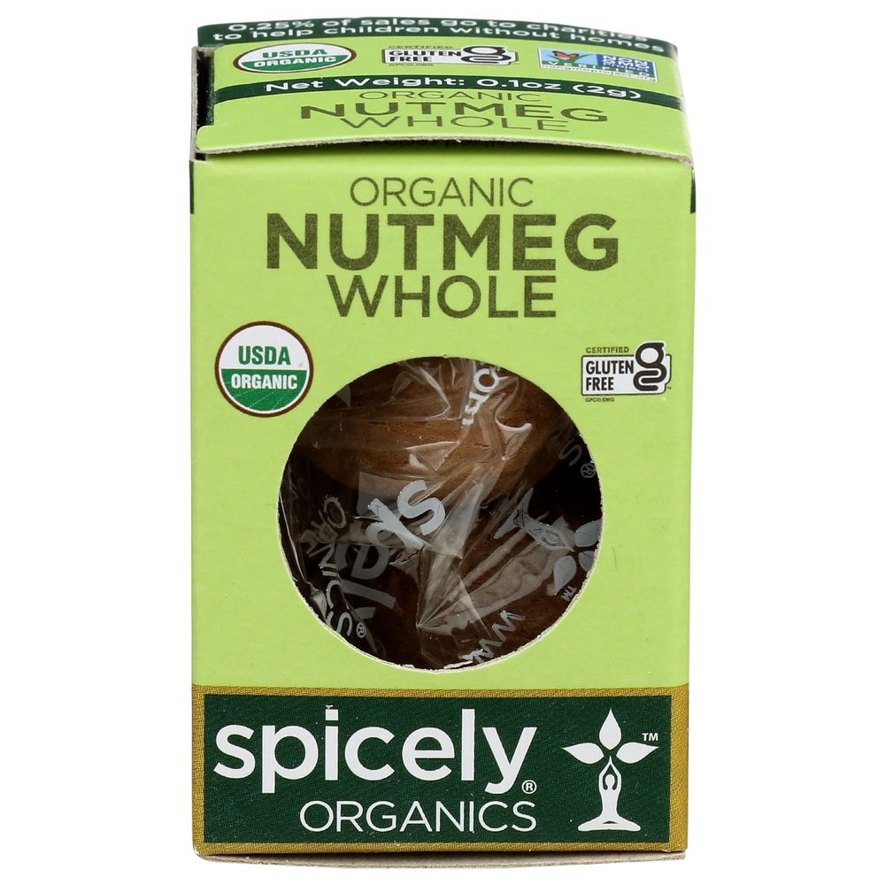 Spicely Organics Whole Nutmeg, 0.1 Ounce Box -- 6 per case