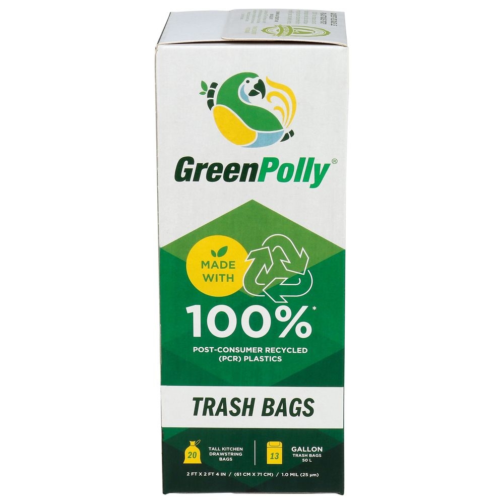 Greenpolly 13 Gallon Blue Tall Kitchen Drawstring Bag, 20 count -- 12 per case