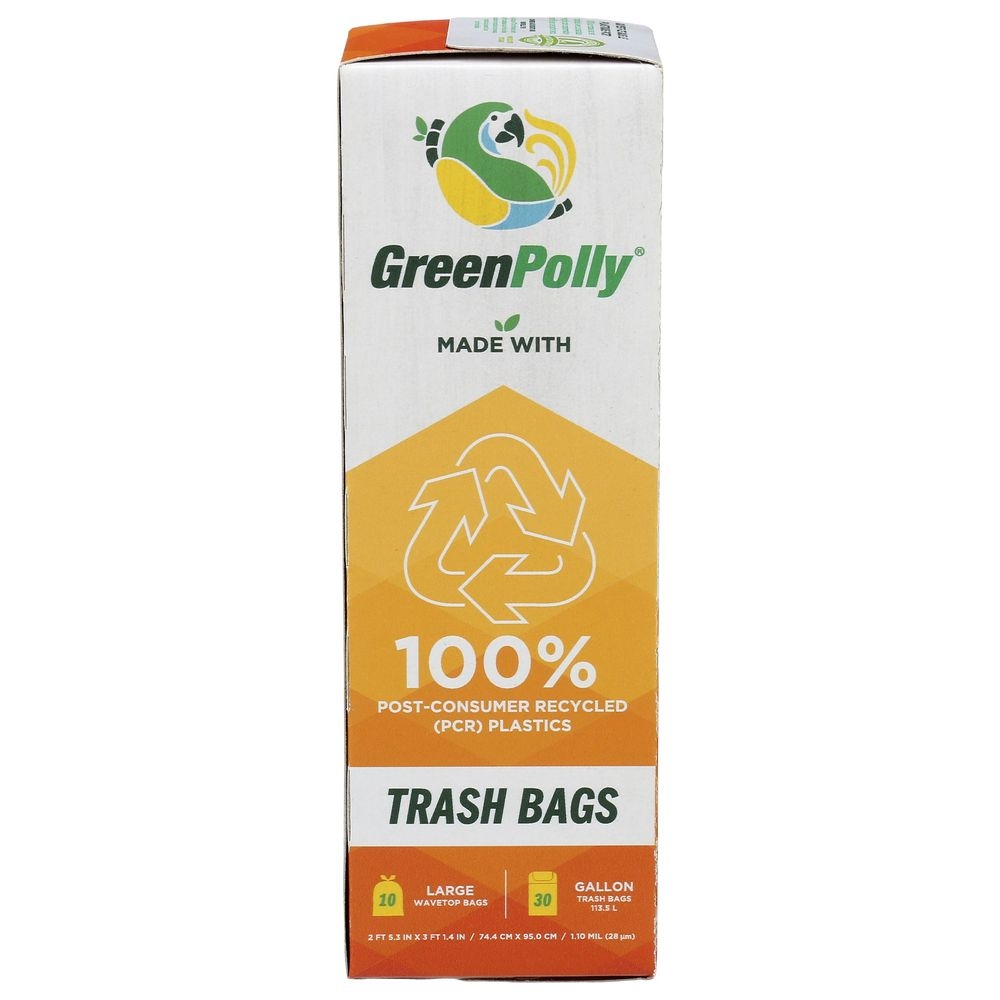 Greenpolly 30 Gallon Wavetop Trash Bag, 10 count -- 12 per case