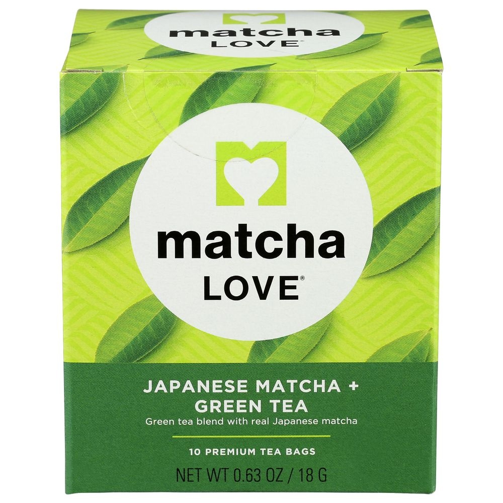 Matcha Love Japanese Matcha Premium Green Tea, 10 tea bags -- 6 per case