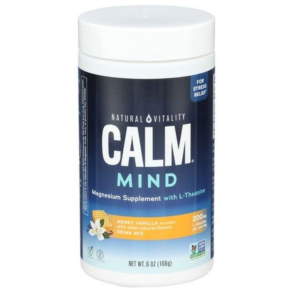 Natural Vitality Calm Mind Honey Vanilla Magnesium Plus L-Theanine Drink Mix, 6 Ounce