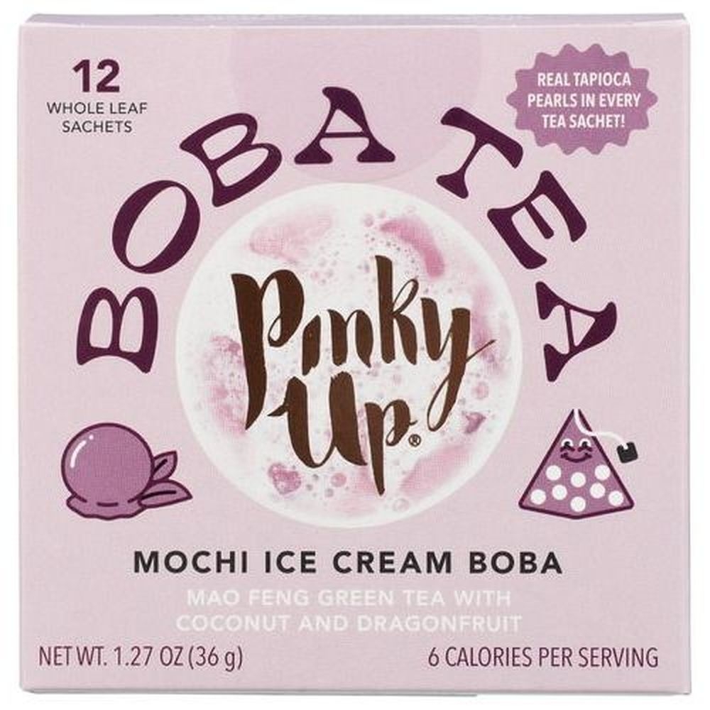Pinky Up Mochi Ice Cream Boba Tea, 12 count -- 6 per case