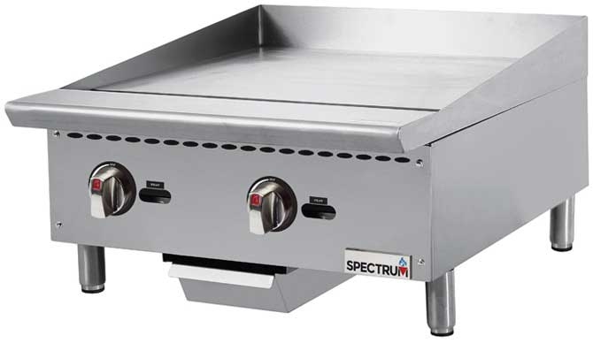 Winco Spectrum Manual Control 2 Heat Zones Natural Gas Griddle, 24 inch -- 1 set