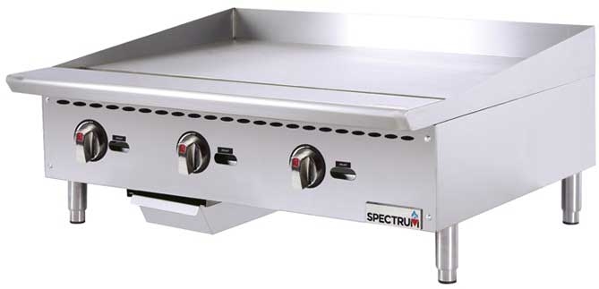 Winco Spectrum Manual Control 2 Heat Zones Natural Gas Griddle, 36 inch -- 1 set