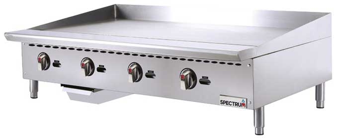 Winco Spectrum Manual Control 2 Heat Zones Natural Gas Griddle, 48 inch -- 1 set
