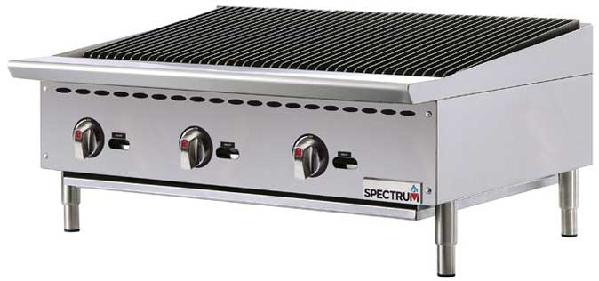 Winco Spectrum 3 Burner Natural Gas Charbroiler, 36 x 34 7/16 x 15 1/2 inch -- 1 set