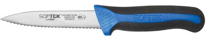 Winco SofTek Serrated Paring Knife with Soft Grip Handle, 3 1/2 inch Length - 2 pieces per pack -- 36 packs per case