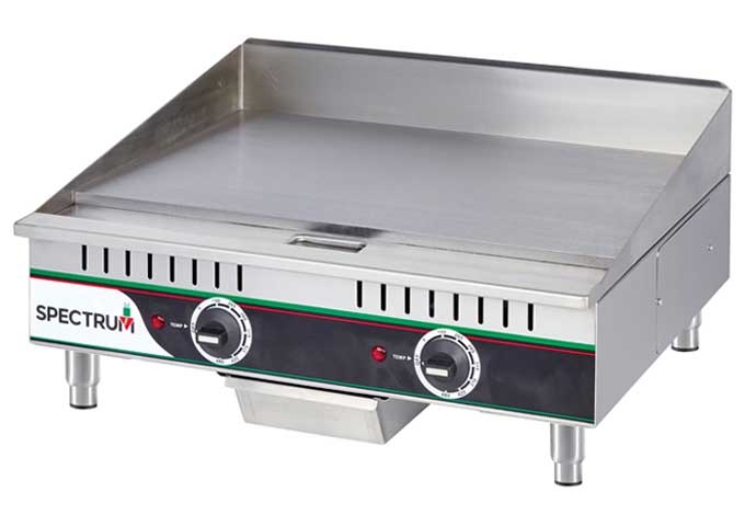 Winco Spectrum 208/240 Volt Two Heat Zones Countertop Electric Griddle with Plug and Lead, 24 x 21 3/4 x 12 7/8 inch -- 1 set