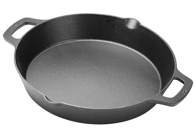 Winco FireIron Pre-Seasoned Cast Iron Skillet with Dual Loop Handle, 12 inch Dia -- 4 per case