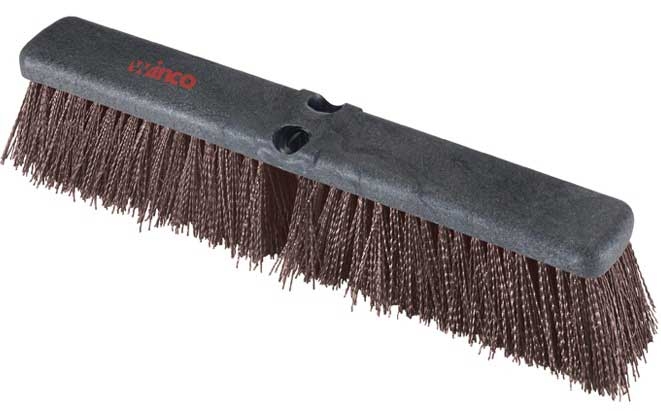 Winco Heavy Duty Foam Block Push Broom Head with Coarse Brown Bristles, 18 inch Length -- 12 per case