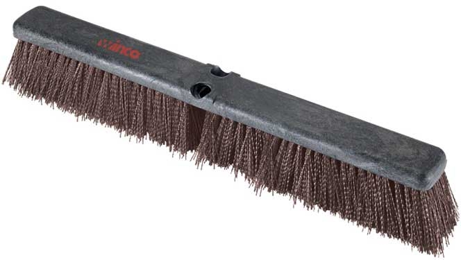 Winco Heavy Duty Foam Block Push Broom Head with Coarse Brown Bristles, 24 inch Length -- 12 per case