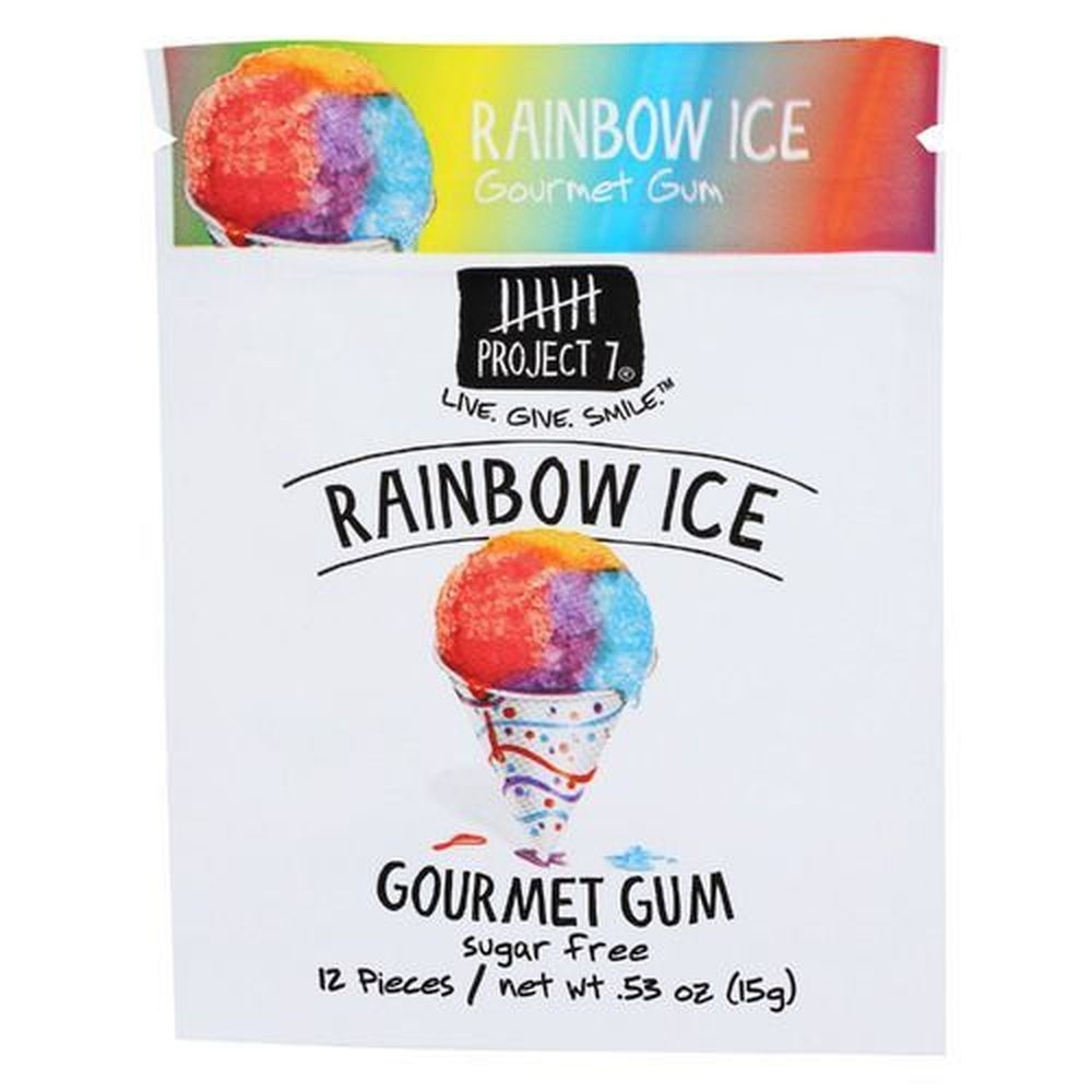 Project 7 Sugar Free Rainbow Ice Gourmet Gum, 0.53 Ounce -- 12 per case