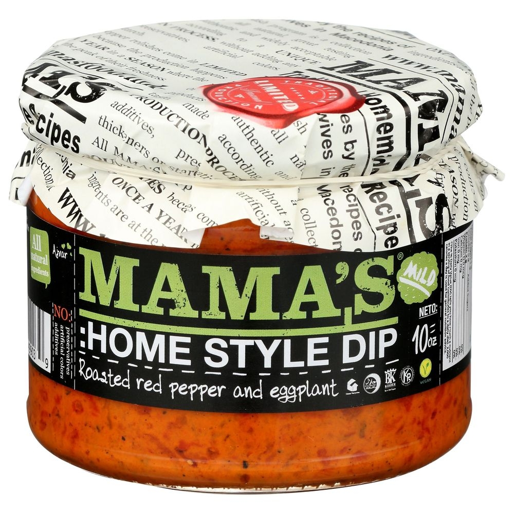 Mamas Roasted Red Pepper and Egg Plant Mild HomeStyle Dip, 10 Ounce -- 6 per case