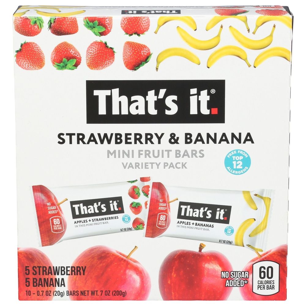 Thats It Strawberry and Banana Mini Fruit Bar, 0.7 Ounce -- 60 per case