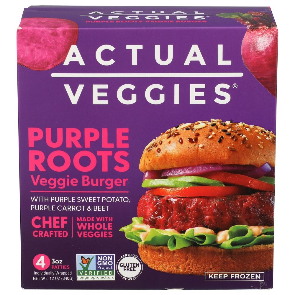 Actual Veggies Avocado Purple Sweet Potato Veggie Burger, 3 Ounce -- 24 per case