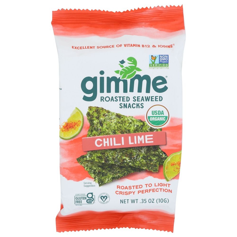 Gimme Organic Chili Lime Roasted Seaweed Snacks, 0.35 Ounce -- 12 per case