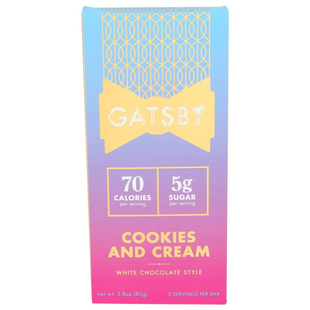 Gatsby Cookies and Cream White Chocolate Bar, 2.8 Ounce -- 12 per case