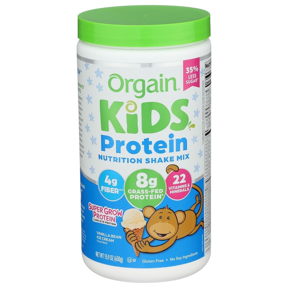 Orgain Kids Protein Nutrition Shake Mix - Vanilla Bean Ice Cream, 15.9 Ounce