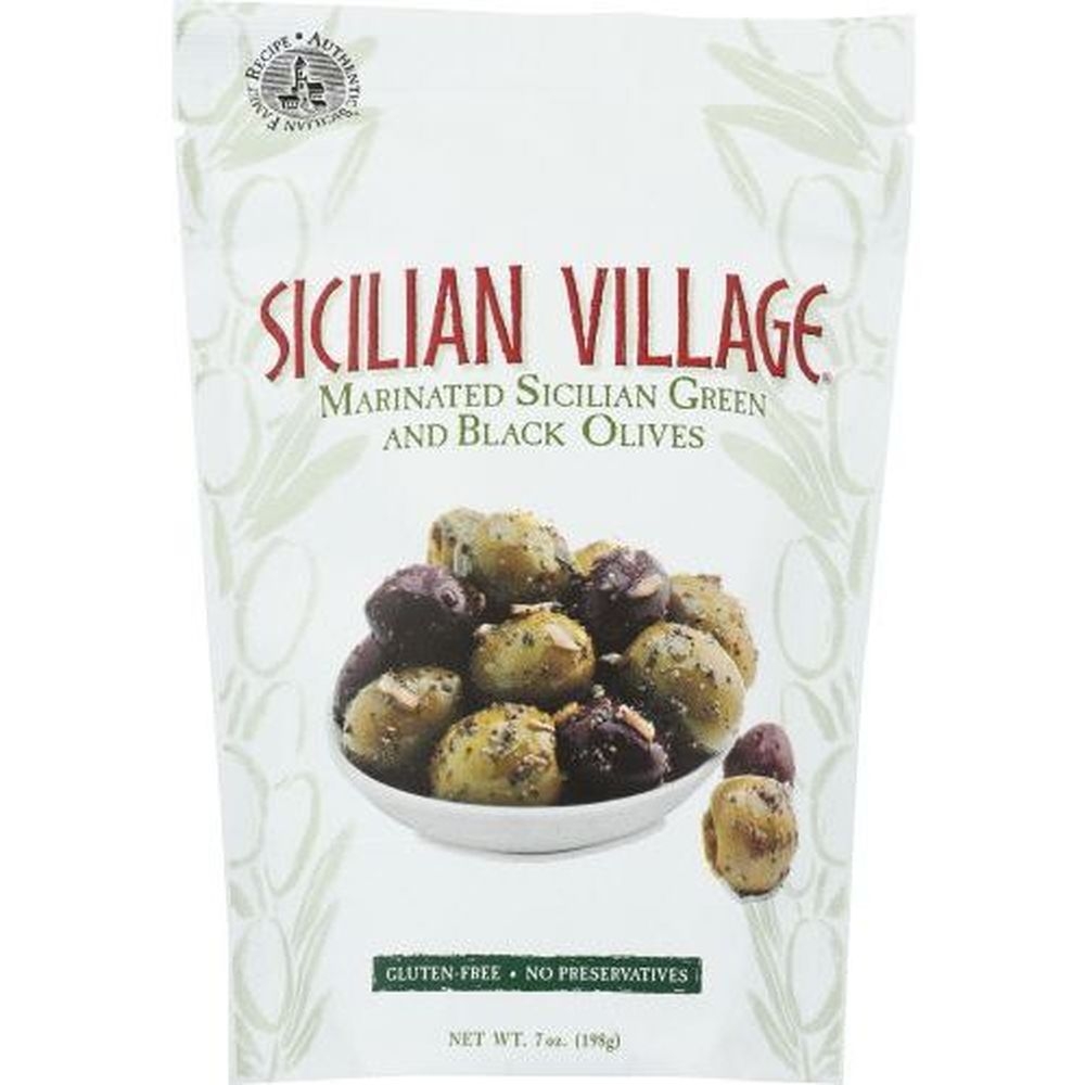 Sicilian Village Marinated Green And Black Olives, 7 Ounce -- 10 Per Case