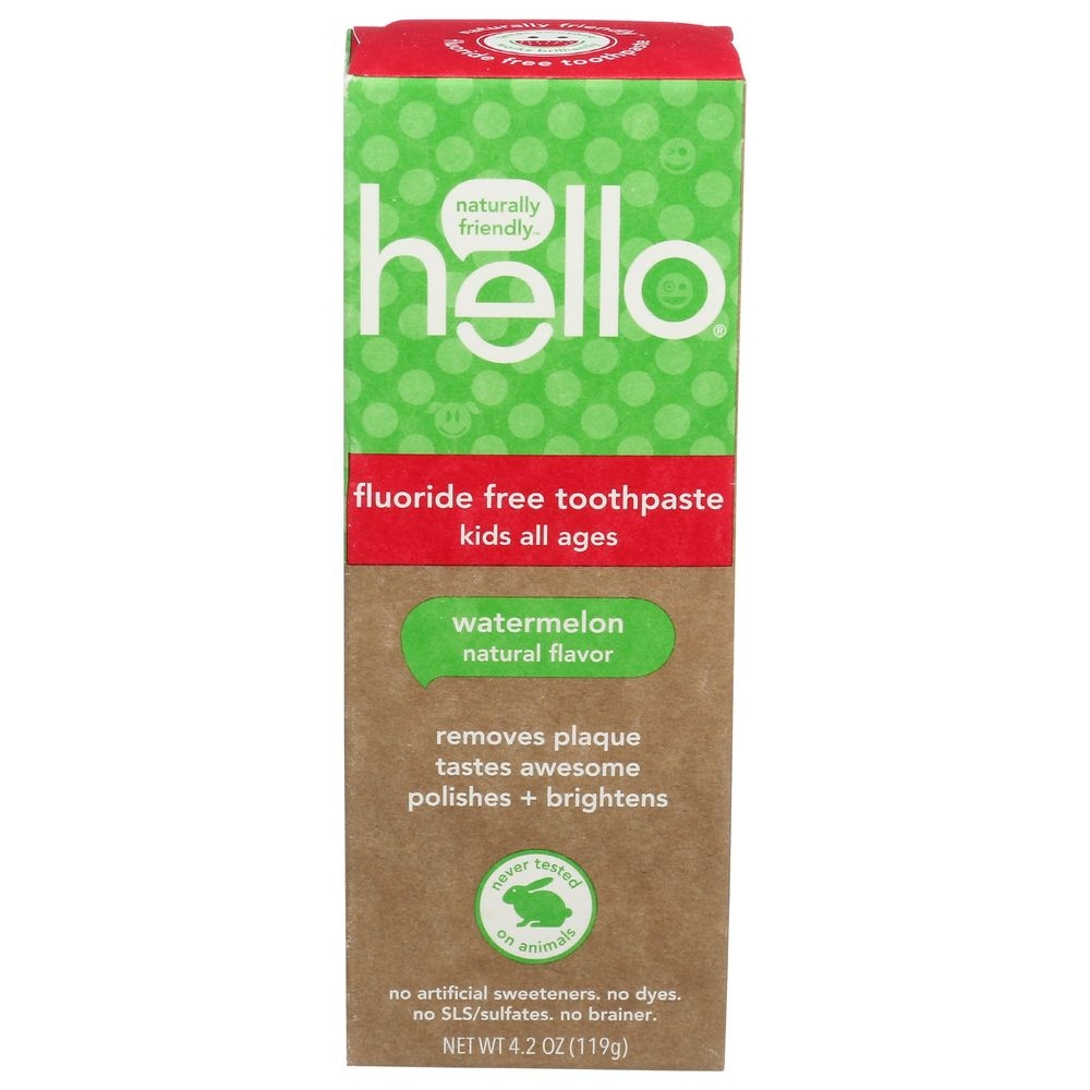 Hello Natural Watermelon Fluoride Free Toothpaste for Kids, 4.2 Ounce -- 6 per case
