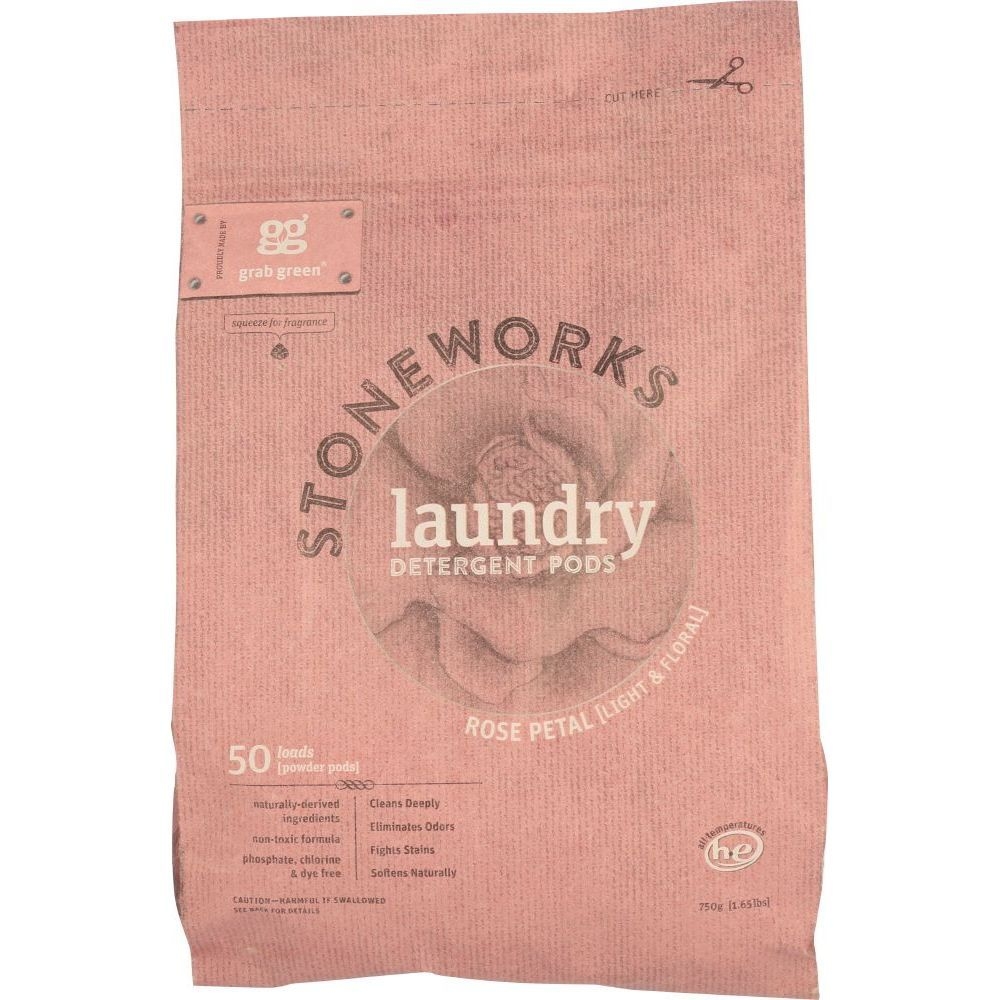 Grab Green Stoneworks Rose Petal Laundry Detergent Pod, 1.65 Pound -- 6 per case